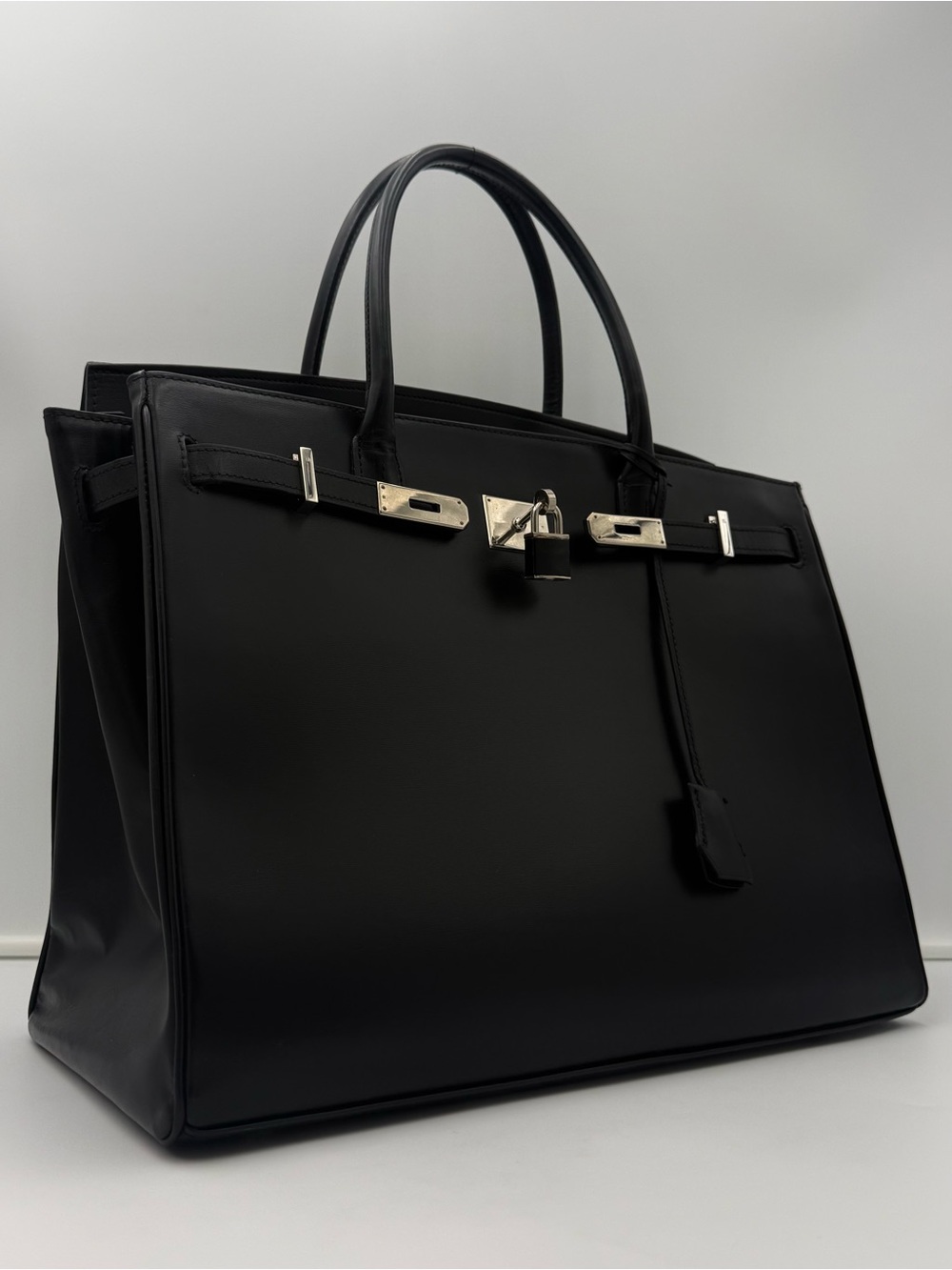 michel adolphe PARIS • Unisex 36 Bag in Black w/ Silver Hardware Made in FRANCE